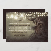 オールドオークツリーアンドウッドハート素朴カントリー 招待状 (正面/裏面)