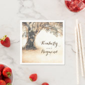 オールドオークツリー素朴ヴィンテージウェディング スタンダードカクテルナプキン (インサイチュ)