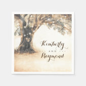 オールドオークツリー素朴ヴィンテージウェディング スタンダードカクテルナプキン (正面)