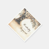 オールドオークツリー素朴ヴィンテージウェディング スタンダードカクテルナプキン (角)