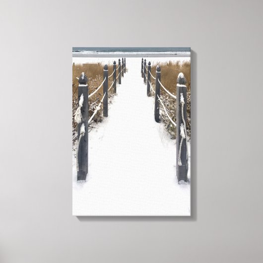 オールドオーチャードビーチの冬の散歩 キャンバスプリント (正面)