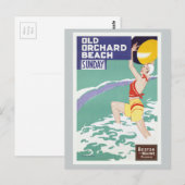 オールドオーチャードビーチビンテージトラベル ポストカード (正面/裏面)