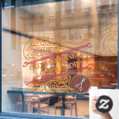 オールドカスタマイズファッションド理容師ショップ金ゴールドブルゴーニュ ウィンドウサイン (カフェ窓)