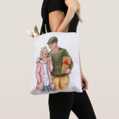 オールドカップルのフルカラーオリジナルアート記念日 トートバッグ (クローズアップ)