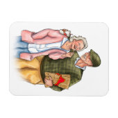 オールドカップルのフルカラーオリジナルアート記念日 マグネット (横)