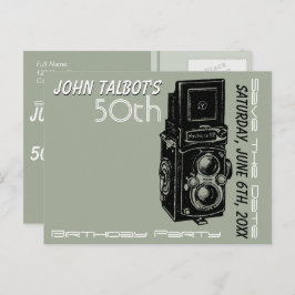 オールドカメラ50th誕生日パーティー日付を保存1 案内ポストカード