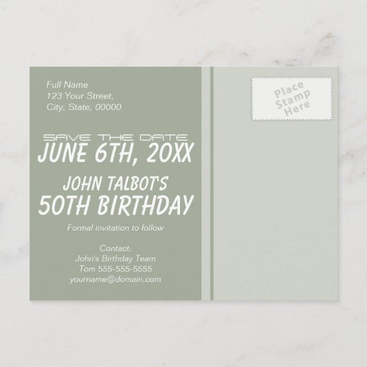 オールドカメラ50th誕生日パーティー日付を保存1 案内ポストカード (裏面)