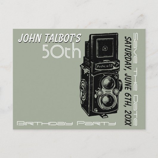 オールドカメラ50th誕生日パーティー日付を保存1 案内ポストカード (正面)
