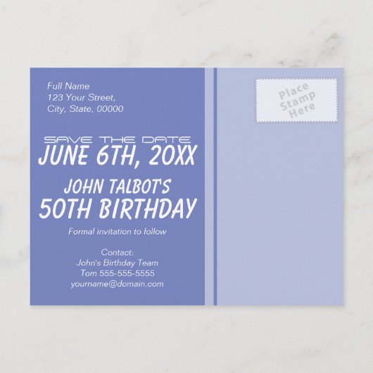 オールドカメラ50th誕生日パーティー日付を保存2 案内ポストカード (裏面)