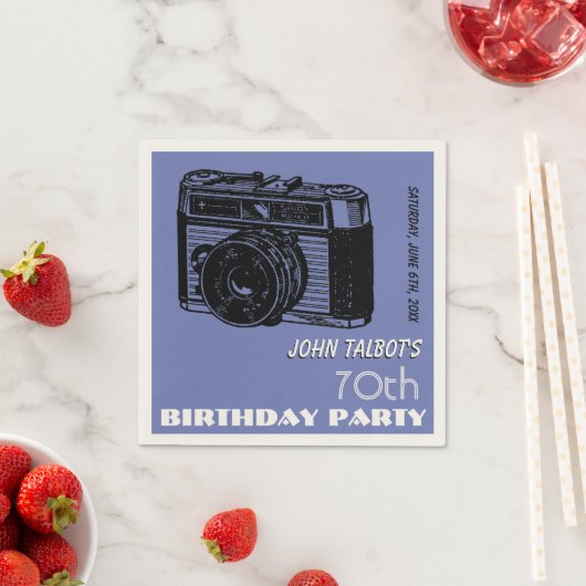 オールドカメラ70th誕生日パーティーペーパーナプキン2 スタンダードカクテルナプキン (インサイチュ)