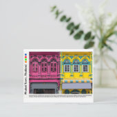 オールドカラフルプーケットのパンガロードのショップハウス ポストカード (スタンド正面)