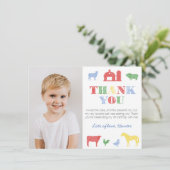 オールドカラフルマクドナルド・ファーム誕生日パーティー写真 サンキューカード (スタンド正面)