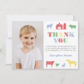 オールドカラフルマクドナルド・ファーム誕生日パーティー写真 サンキューカード (正面)