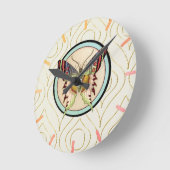 オールドカラフル・ワールド・バタフライ ラウンド壁時計 (傾斜)