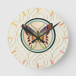 オールドカラフル・ワールド・バタフライ ラウンド壁時計