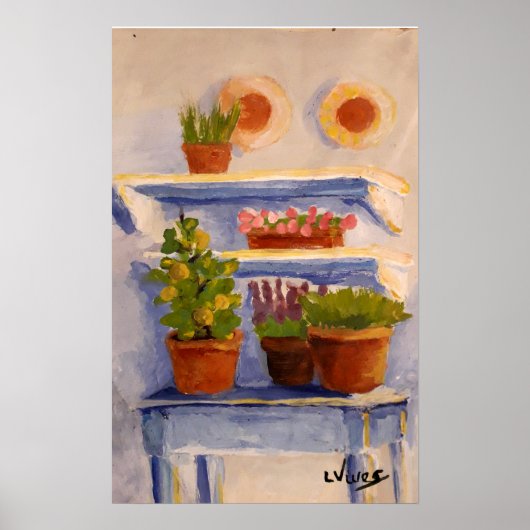 オールドカントリーフランスのサニーアウトドアシェルフ ポスター (正面)