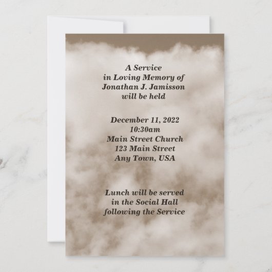 オールドカントリー教会セピア記念礼拝招待状 招待状 (裏面)