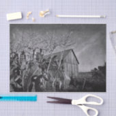 オールドカントリー素朴バーンブラックアンドホワイトヴィンテージ 薄葉紙 (クラフト)