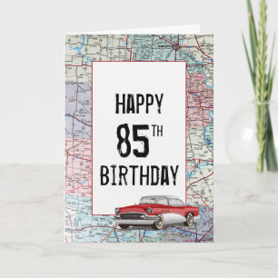 オールドカーオンロードマップ85誕生日 カード