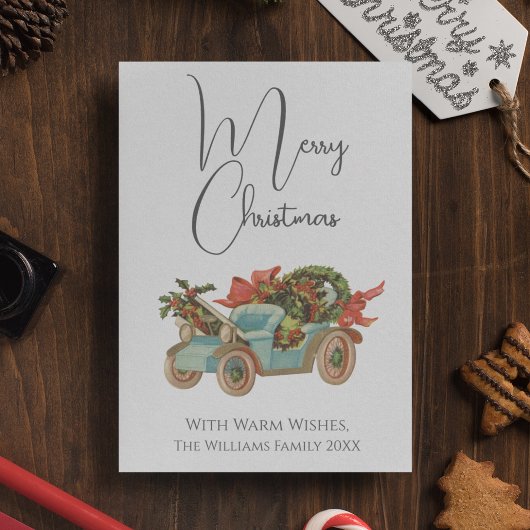 オールドカーヴィンテージスタイルメリークリスマス シーズンカード
