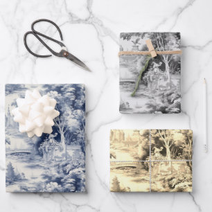 オールドキャッスルモダンブルートイレデジュエパタン ラッピングペーパーシート