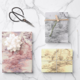 オールドキャッスルモダンレッドトイレデジュエパタン ラッピングペーパーシート