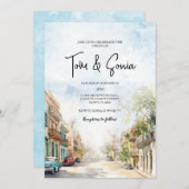 オールドキューバハバナ行き先結婚式 招待状 (正面/裏面)