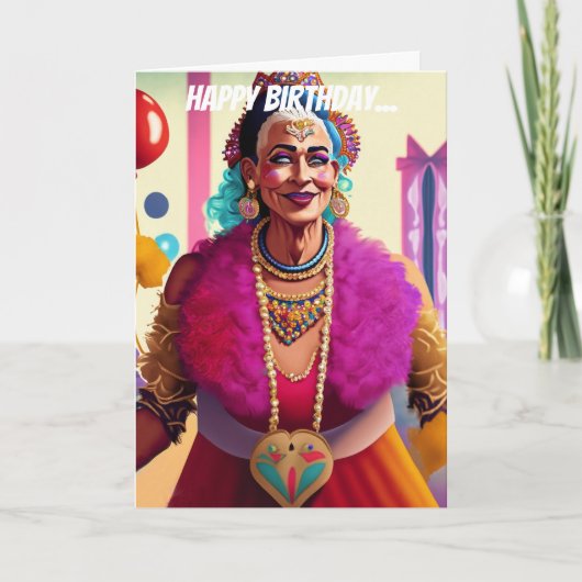 オールドクイーンオブハートおもしろいゲイ誕生日 カード (正面)