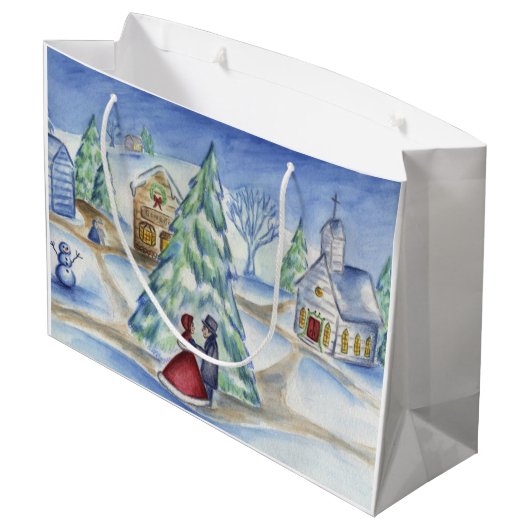 オールドクビクトリアンリスマスファッションドヴィレッジ抱き枕 ラージペーパーバッグ (裏面アングル)