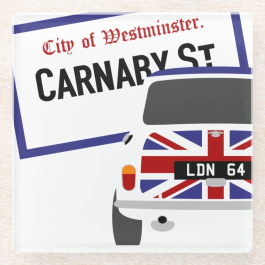 オールドクラシックオリジナル1960年代ロンドンミニクーパー ガラスコースター (正面)