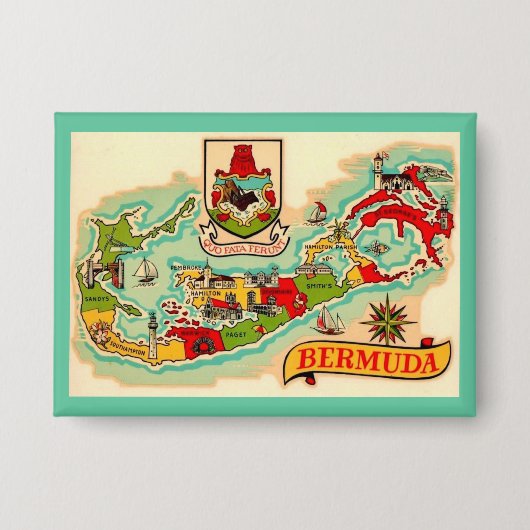 オールドクラシックバミューダの地図 缶バッジ (正面)