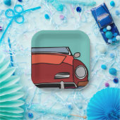 オールドクラシックヴィンテージカー誕生日 ペーパープレート (パーティー)