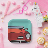 オールドクラシックヴィンテージカー誕生日 ペーパープレート (パーティー)