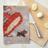 オールドクリファッションドスマスショッピング キッチンタオル (四つ折り)