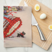 オールドクリファッションドスマスショッピング キッチンタオル (四つ折り)