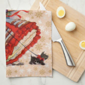 オールドクリファッションドスマスショッピング キッチンタオル (四つ折り)