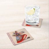 オールドクリファッションドスマスショッピング スクエアペーパーコースター (インサイチュ)