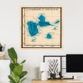 オールドグアドループ島の地図(1844)ヴィンテージグワドループ ポスター (ホームオフィス)