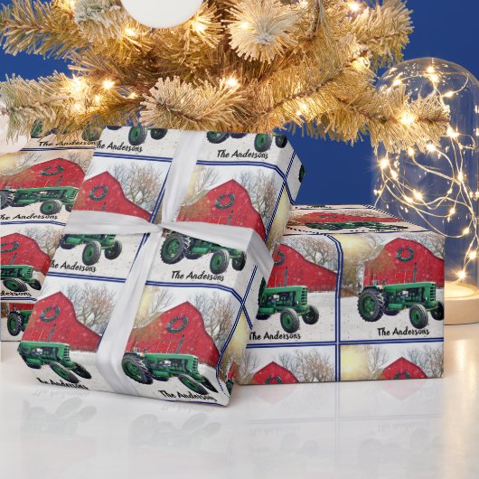 オールドグリーントラクタークリスマス   ラッピングペーパー (クリスマス)