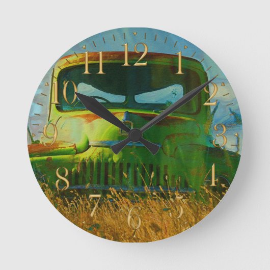 オールドグリーンファームトラックとフィールド ラウンド壁時計 (正面)