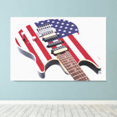 オールドグローリーエレキギター32x48 キャンバスプリント (インサイチュ (ウッドフロア))