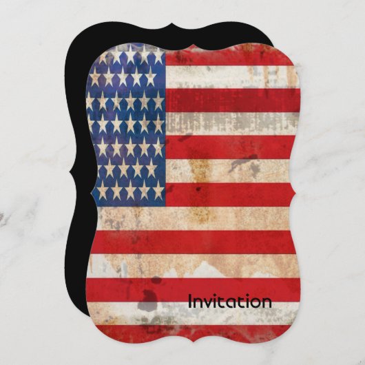 オールドグローリースターストライプズ動揺してアメリカ国旗 招待状 (正面/裏面)