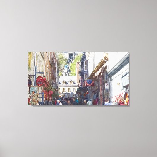 オールドケベックシティウォーターカラープリント#1 キャンバスプリント (正面)