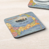 オールドケープコッドマサチューセッツの地図 コースター (左側)