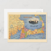 オールドケープコッドマサチューセッツの地図 ポストカード (正面/裏面)