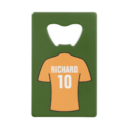 オールドゴールドのサッカーユニフォーム クレジットカード栓抜き