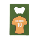 オールドゴールドのサッカーユニフォーム クレジットカード栓抜き (裏面)