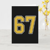オールドゴールド ブラック ホワイト スポーツ ナンバー67 ジャージ ユニフォーム カード (黄色い花)