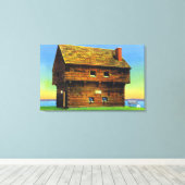 オールドサラトガバトルットブロックハウスエクステリア キャンバスプリント (インサイチュ (ウッドフロア))