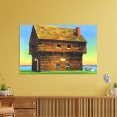 オールドサラトガバトルットブロックハウスエクステリア キャンバスプリント (インサイチュ (リビング))